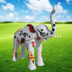 玻璃鋼彩繪小象，玻璃鋼動(dòng)物雕塑