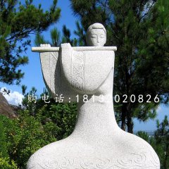 吹笛子雕塑，抽象古代美女石雕