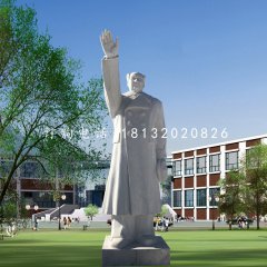 漢白玉揮手的毛主席，偉人石雕