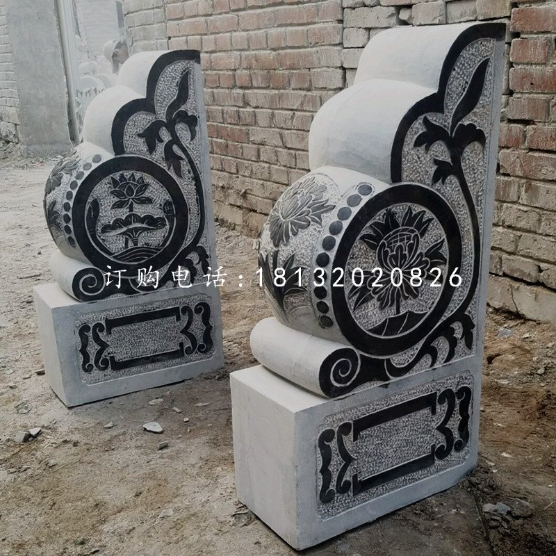 青石仿古門(mén)墩石雕,門(mén)口抱鼓石