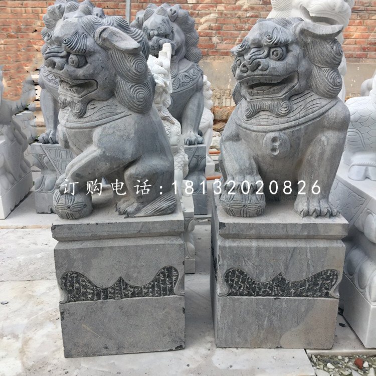 青石仿古石獅子，看門石桌石雕