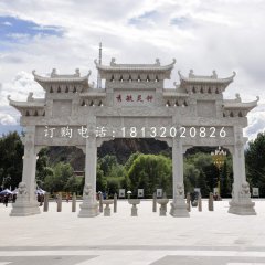 三門牌樓石雕，公園牌坊石雕
