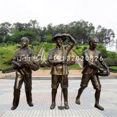 收稻子的人物銅雕，公園景觀銅雕