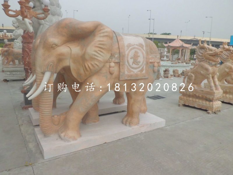 如意象石雕,晚霞紅動物雕塑