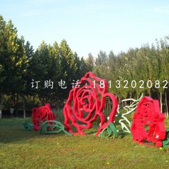 不銹鋼牡丹花雕塑，不銹鋼烤漆雕塑