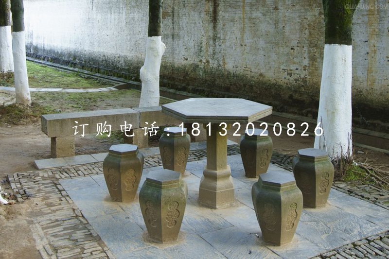桌椅石雕,公園仿古石桌椅