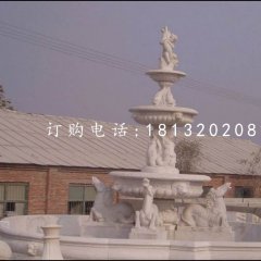 三層噴泉石雕，漢白玉歐式噴泉