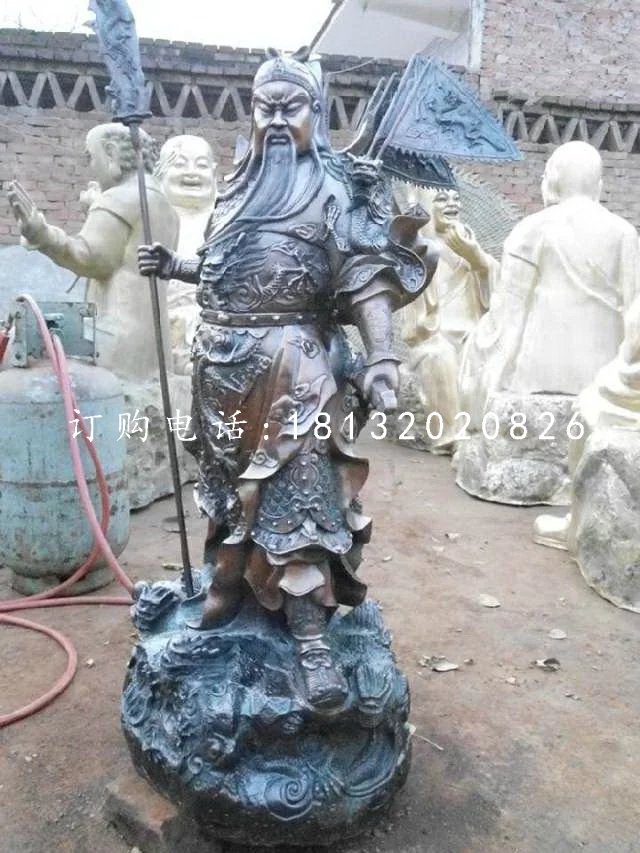 關(guān)公持刀雕塑,武圣人銅雕