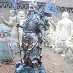 關(guān)公持刀雕塑，武圣人銅雕