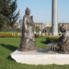 孔子學(xué)琴銅雕，校園景觀銅雕