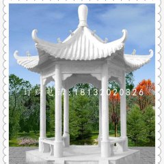 漢白玉六角石涼亭，公園涼亭石雕