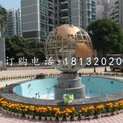 不銹鋼地球儀雕塑，廣場不銹鋼雕塑