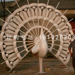 不銹鋼孔雀開屏雕塑，不銹鋼抽象動物雕塑