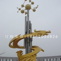 不銹鋼龍騰雕塑，不銹鋼企業(yè)雕塑