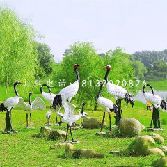 玻璃鋼丹頂鶴，仿真動物雕塑，公園景觀雕塑