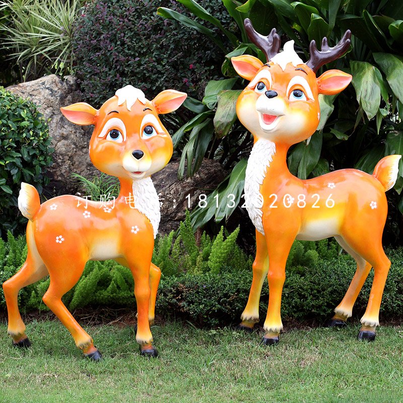 玻璃鋼卡通梅花鹿,公園卡通動(dòng)物雕塑 (6)