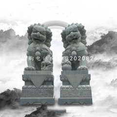 大理石踩球北京獅，看門獅子雕塑