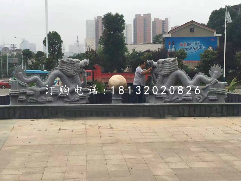雙龍戲珠噴泉石雕,廣場噴泉雕塑