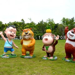 熊熊樂(lè)園雕塑，玻璃鋼卡通動(dòng)物雕塑