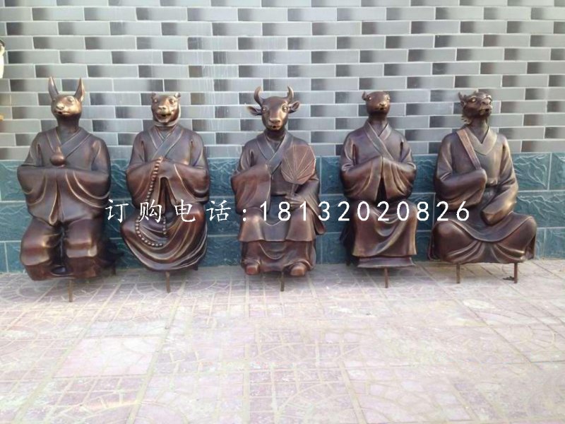 玻璃鋼仿銅十二生肖雕塑 公園景觀雕塑