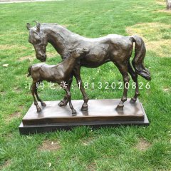 母子馬銅雕，公園銅雕馬