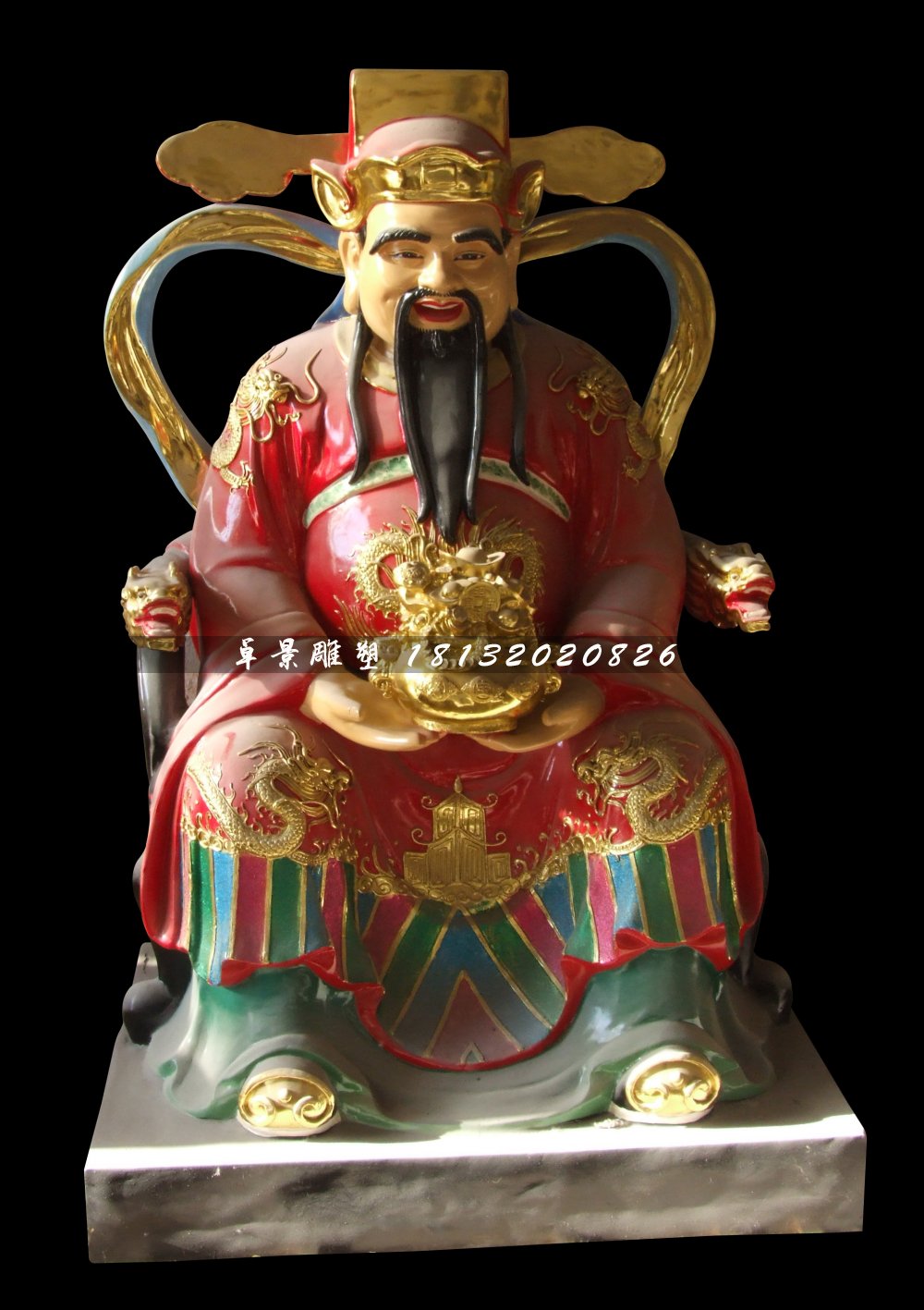 文財(cái)神雕塑，玻璃鋼彩繪神仙雕塑.jpg