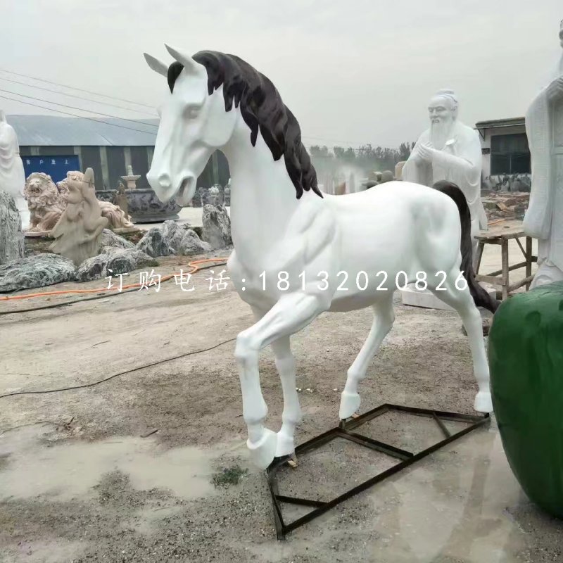 玻璃鋼白馬雕塑，動物雕塑