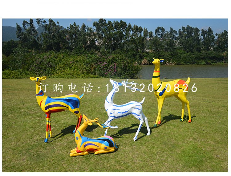 玻璃鋼彩繪鹿，公園小鹿擺件 (2).jpg