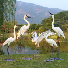 白鷺雕塑，公園玻璃鋼仿真動(dòng)物