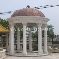 別墅區(qū)涼亭石雕，歐式圓頂石涼亭