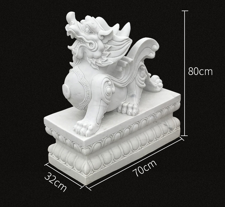 漢白玉貔貅，招財(cái)石雕