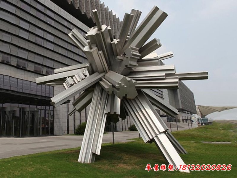 創(chuàng)意抽象條形公園景觀雕塑，不銹鋼雕塑 (2)