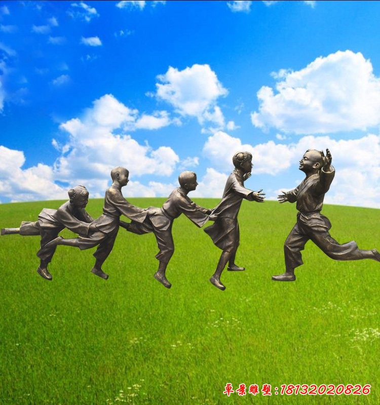 玻璃鋼仿銅人物雕塑，老鷹捉小雞雕塑 (1)[1][1]