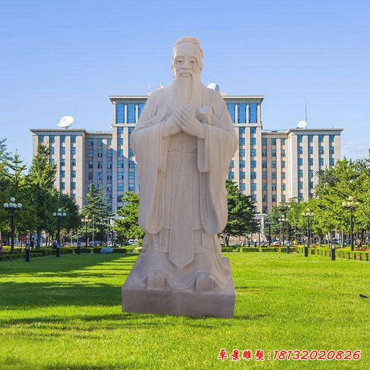 校園名人石雕，大理石孔子雕像