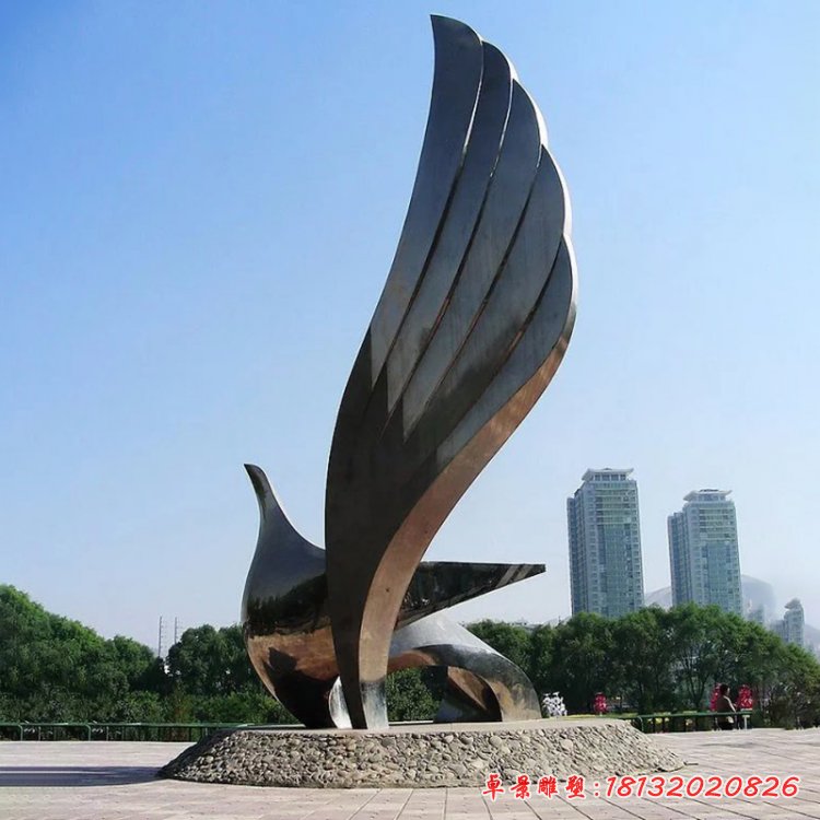 不銹鋼抽象翅膀雕塑，廣場不銹鋼抽象雕塑 (3)