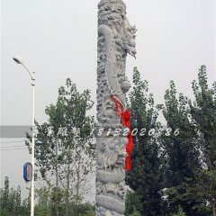 石雕龍柱，大理石龍柱雕塑