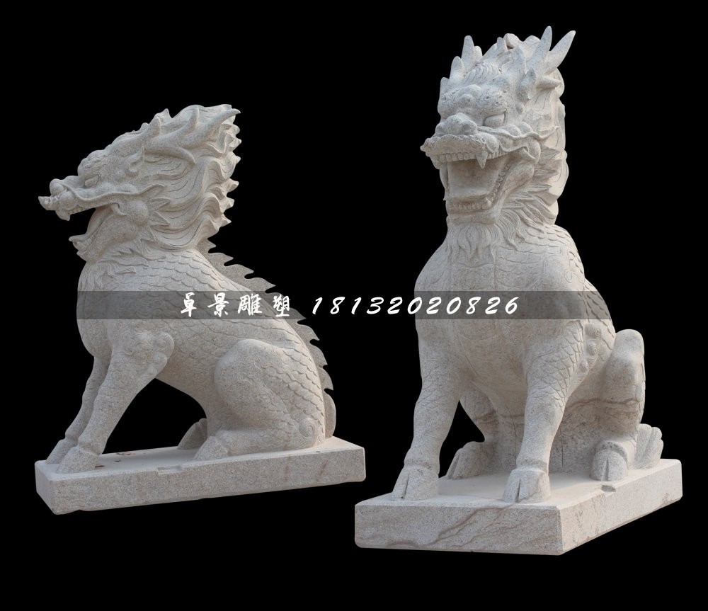 大理石麒麟雕塑，古代神獸石雕