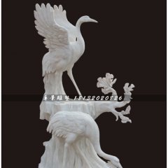 丹頂鶴石雕，漢白玉仙鶴