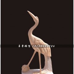 仙鶴石雕，晚霞紅仙鶴雕塑，公園動物雕塑