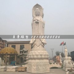 三面觀音石雕佛像，石頭觀音菩薩雕塑
