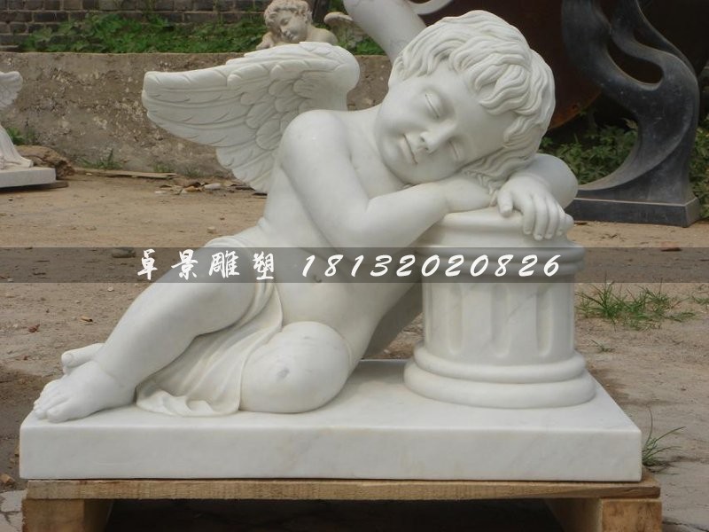 西方天使石雕，漢白玉天使雕塑