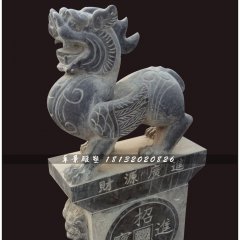 青石招財貔貅，神獸石雕