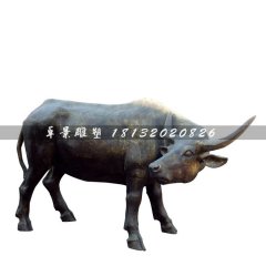 玻璃鋼仿銅牛，玻璃鋼金牛雕塑