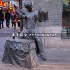 變魔術(shù)人物銅雕，步行街小品雕塑