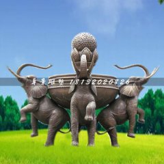 大象噴泉銅雕，公園動物噴泉銅雕