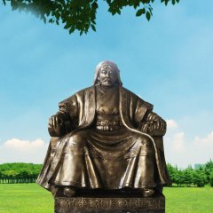 成吉思汗銅雕，廣場古人銅雕