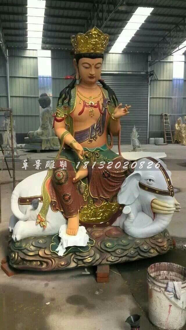 玻璃鋼普賢菩薩雕塑,玻璃鋼彩繪佛像