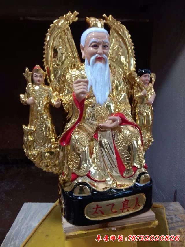 玻璃鋼太乙真人雕塑，玻璃鋼彩繪太乙真人雕塑