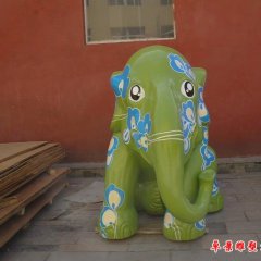 玻璃鋼彩色大象雕塑，公園玻璃鋼大象雕塑