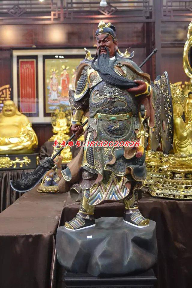 玻璃鋼關(guān)公雕塑，玻璃鋼人物雕塑